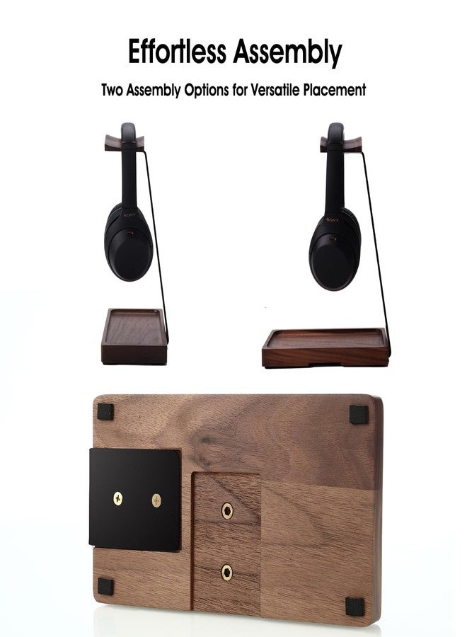NIRVASH Walnut Headphone Stand for Desk, Wood Headset Stand, Universal Headphone Holder with Storage Base for Gaming, Airpod max, Bose,Razer - Image 5