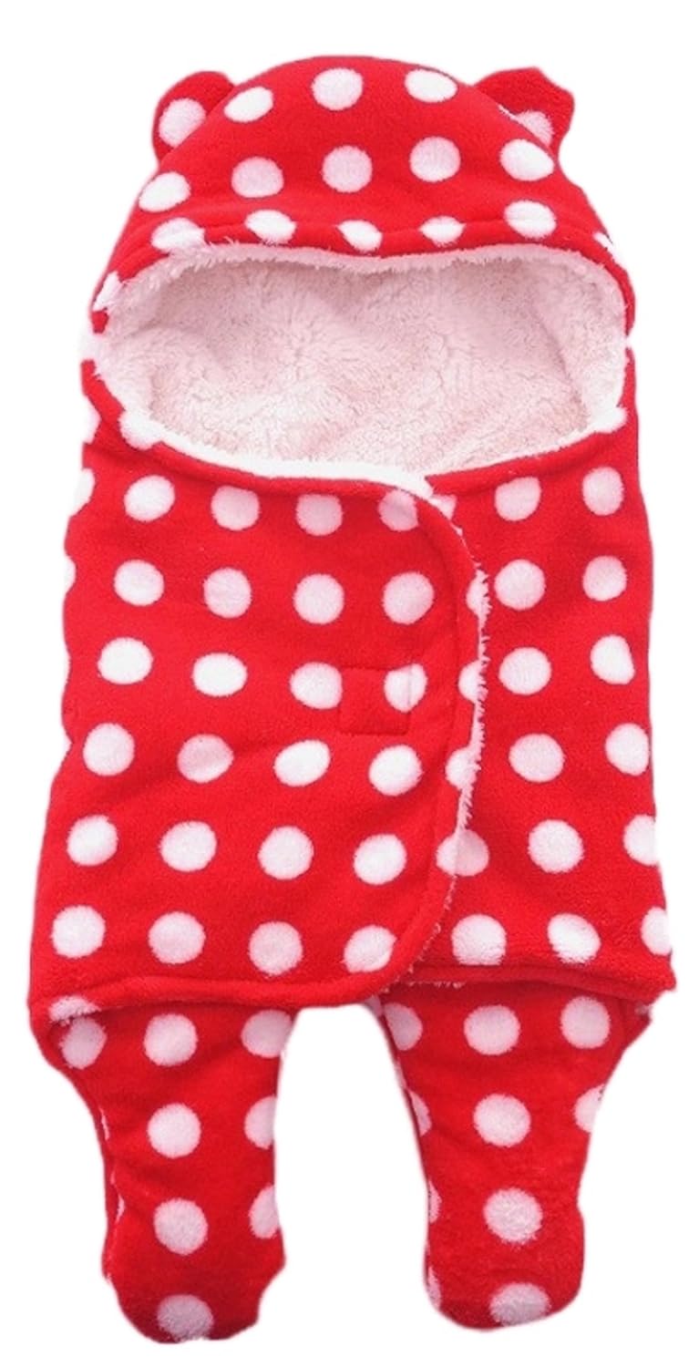 BRANDONN Fleece Single Hooded Wrapper/Blanket, Red, 2 Pcs - Image 4