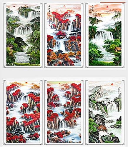 Zzooi Chinese Feng Shui Lucky Money Tree Wall Art Hanging Silk Painting Scroll,Yellow - Image 4