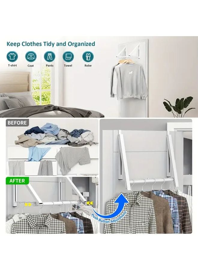 رفافة تجفيف فوق الباب الرمادية القابلة للطي متينة موفرة للمساحة منظف الملابس والمناشف - Image 3
