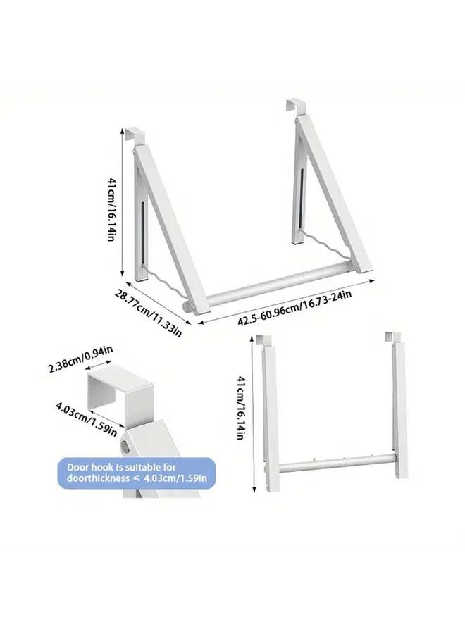 رفافة تجفيف فوق الباب الرمادية القابلة للطي متينة موفرة للمساحة منظف الملابس والمناشف - Image 4