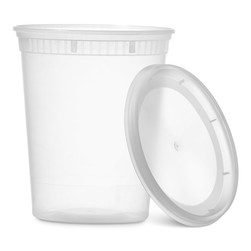 Munfix 48 Pack Plastic Deli Containers with Lids (16, 32 oz 24 Each) - Food Storage Containers with Lids - Clear Disposable Meal Prep Containers, BPA Free, Stackable, Leakproof, Microwave and Freezer Safe - Image 5