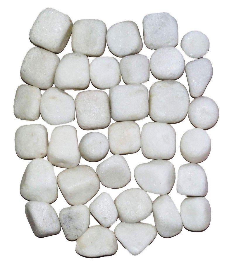 Maalavya Snow White Pebbles Garden, Landscape and Decorative Natural unpolished Stone (Large (90 to 120 MM), 2 Kg) - Image 3