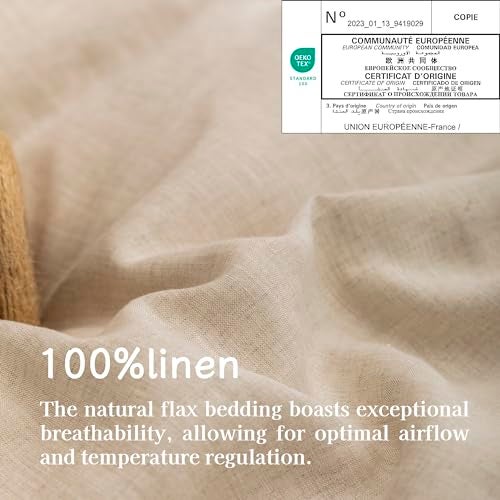 EVERLY 100% Pure Linen Duvet Cover Set Queen Size90X90Inch 3pcs (1 Duvet Cover,2 Pillowcases) Soft and Breathable for All Season with Coconut Button Closure, Suitable for Hot Sleepers-Linen-Queen - Image 3