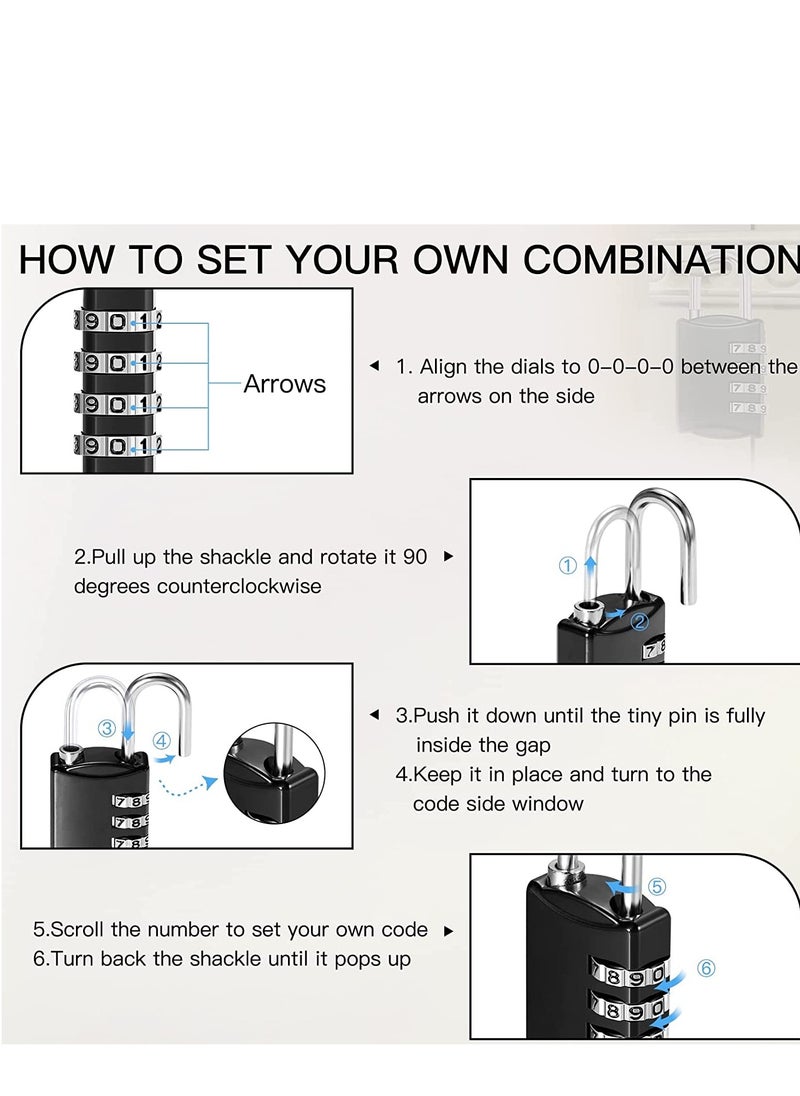 KASTWAVE - Combination Lock, Travel Bag Lock, 7 Pack, 3 Digit Combination Padlock for Traveling Toolbox School Gym Door Locker Suitcases Employee Hasp Storage - Image 1