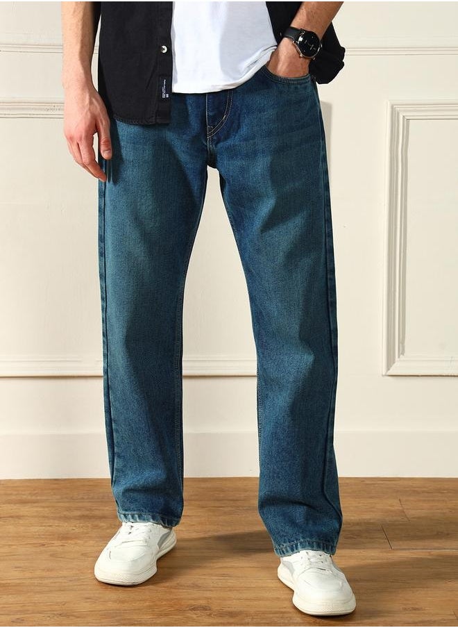 Dennis Lingo Men's Mid Blue Relaxed Fit Jeans - Comfortable and Casual  - Image 2