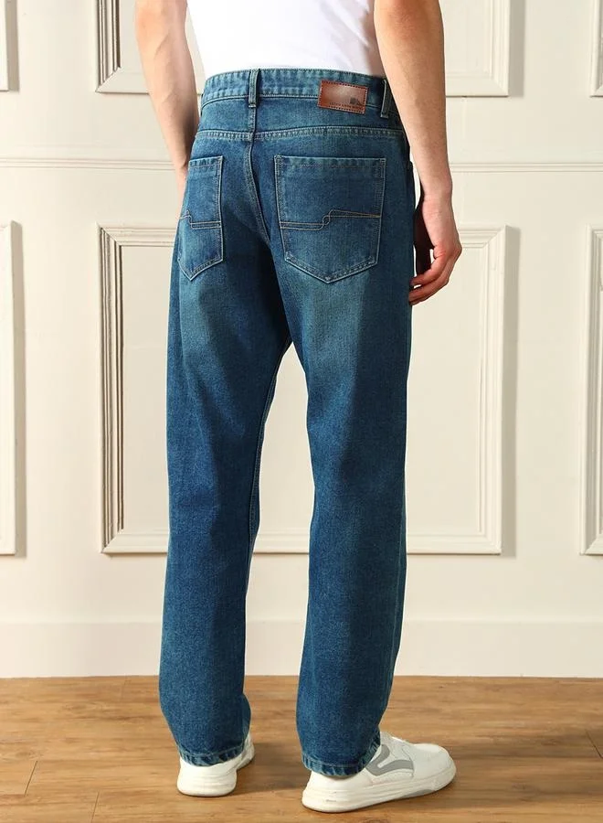 Dennis Lingo Men's Mid Blue Relaxed Fit Jeans - Comfortable and Casual