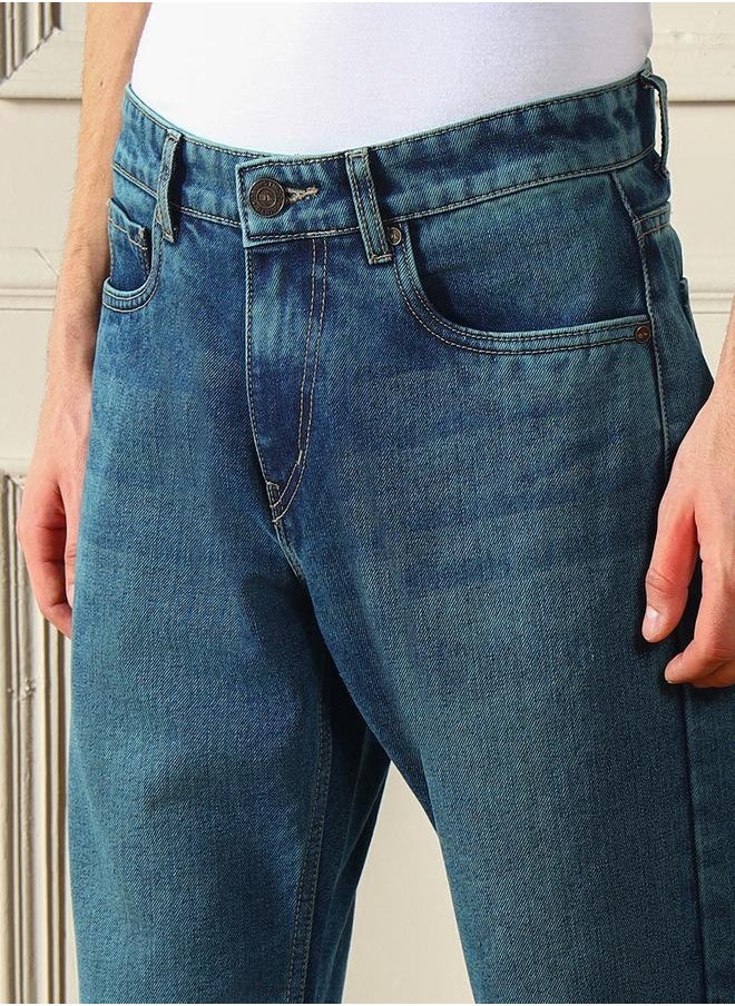 Men's Mid Blue Relaxed Fit Jeans - Comfortable and Casual
