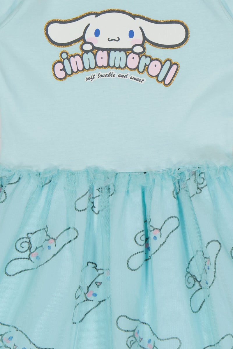 Cinnamoroll Toddlers Girl Graphic Print Dress, Turquoise - Image 3