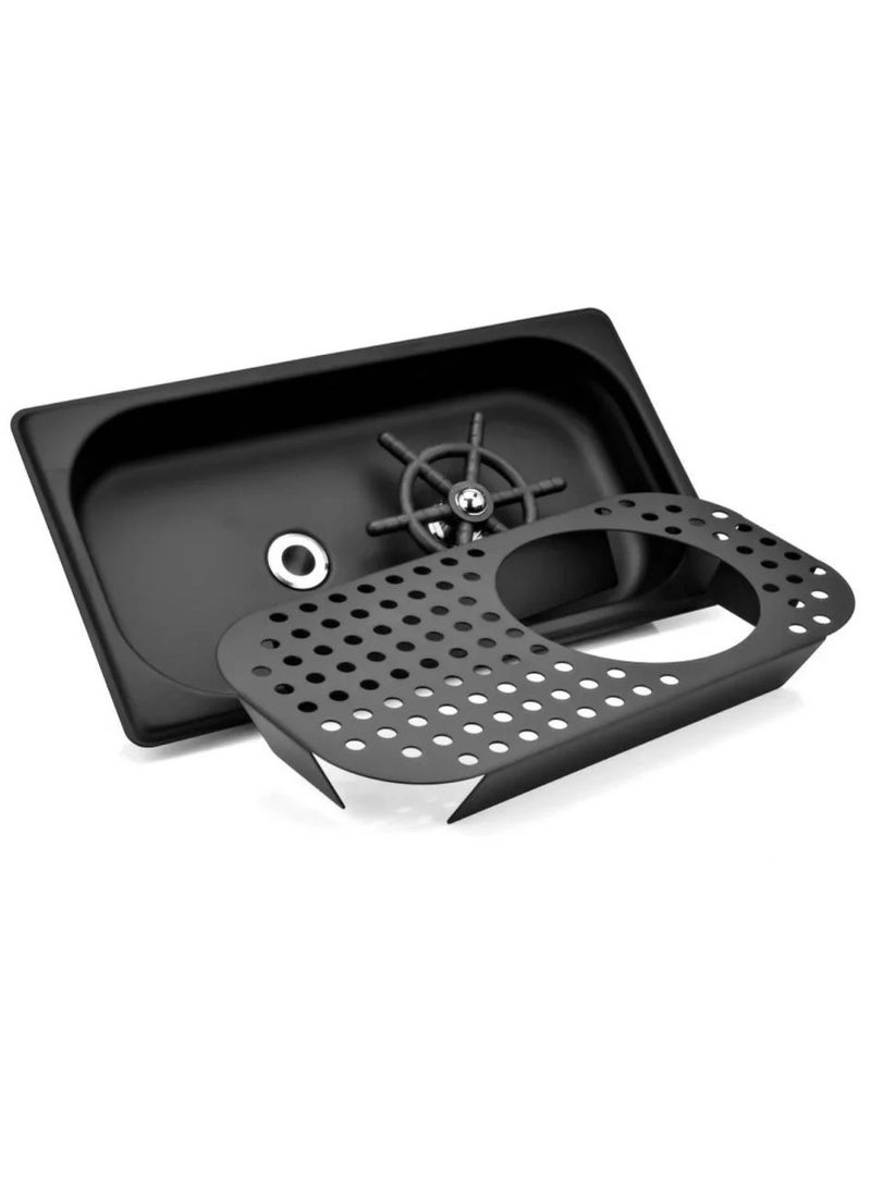 Pitcher RINSER with Side Sprays Drain and Drip Tray for Barista Coffee Bar Glass Cup Cleaner Milk Tea Washer Stainless Steel Kitchen Sink 17x32cm Compatible Replacement Part Espresso Machine - Image 4