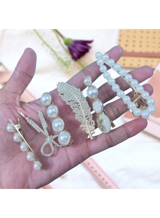 JPV 14 PCS Korean Fashion Style Pearl Rhinestone Metal Hair Clips Hair Pin Stylish Hair Accessories Jewellery For Women's And Girls - Image 4