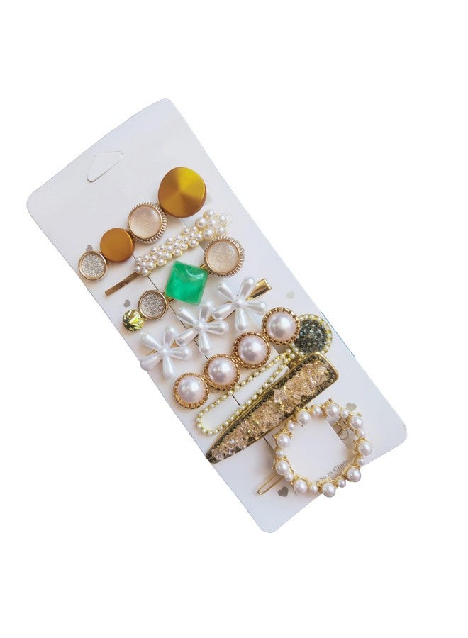 JPV 14 PCS Korean Fashion Style Pearl Rhinestone Metal Hair Clips Hair Pin Stylish Hair Accessories Jewellery For Women's And Girls - Image 2