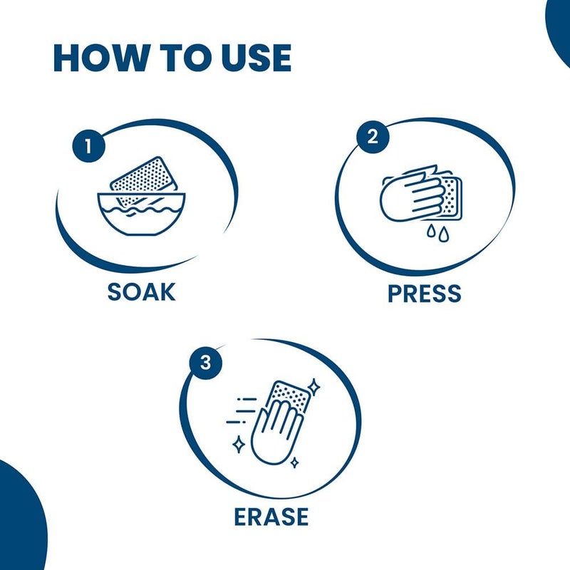 Happi Planet Magic Eraser | Pack of 4 | No Scratch Multi-Surface Cleaning Sponge | Removes 100+ Tough Stains | Just Add Water | Walls, Kitchen, Bathroom, Shoes & Switch Boards - Image 3