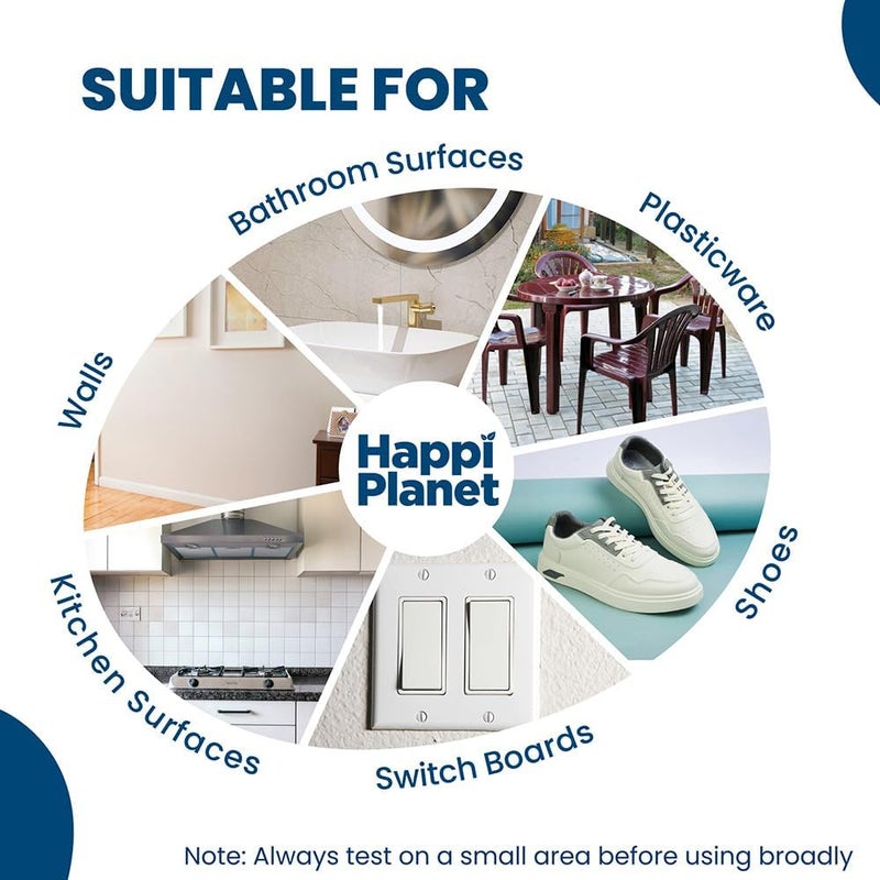 Happi Planet Magic Eraser | Pack of 4 | No Scratch Multi-Surface Cleaning Sponge | Removes 100+ Tough Stains | Just Add Water | Walls, Kitchen, Bathroom, Shoes & Switch Boards - Image 2