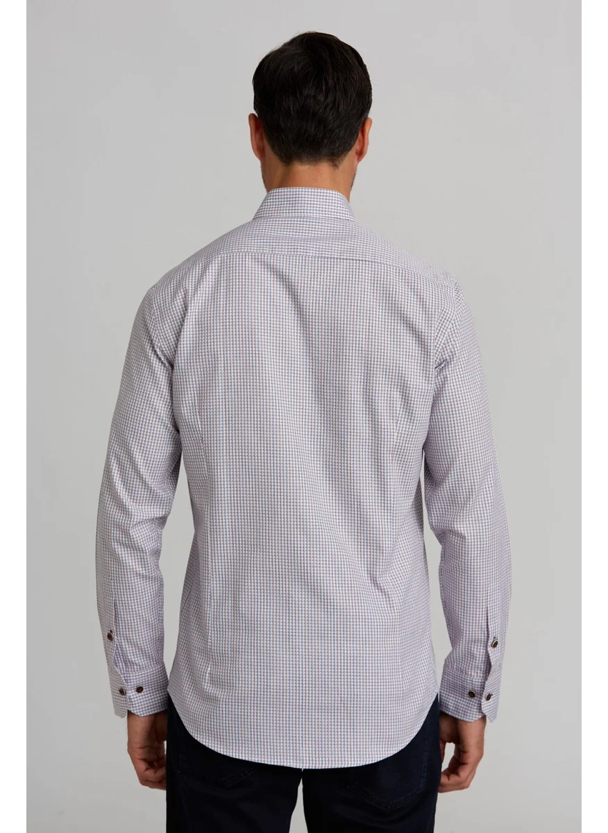 Bisse Modern Fit Long Sleeve Pasha Collar Buttoned Sports Shirt Claret Red GMKRA0122300200_D25