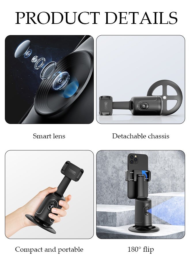 DUNISO - Auto Face Tracking Tripod, 360°Rotation Auto Tracking Phone Holder Body Track Camera Mount with Remote, No App, Gesture Control, Moving Tripod for Vlog Live Streaming Video Recording Tiktok - Image 1