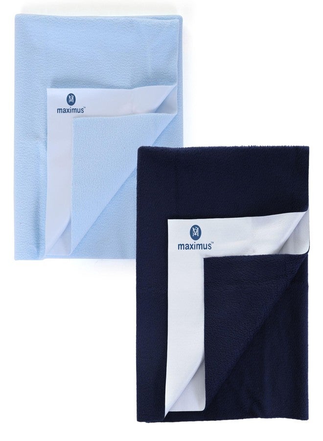THE MAXIMUS Maximus Waterproof Quick Dry Sheet for Baby Pack of 2 | Bed Pad Extra Absorbent Washable Matress Protector | Baby Bed Protector Sheet for Toddler Children (140x100 cm) (Navy BLUEAND SBLUE, Large) - Image 1