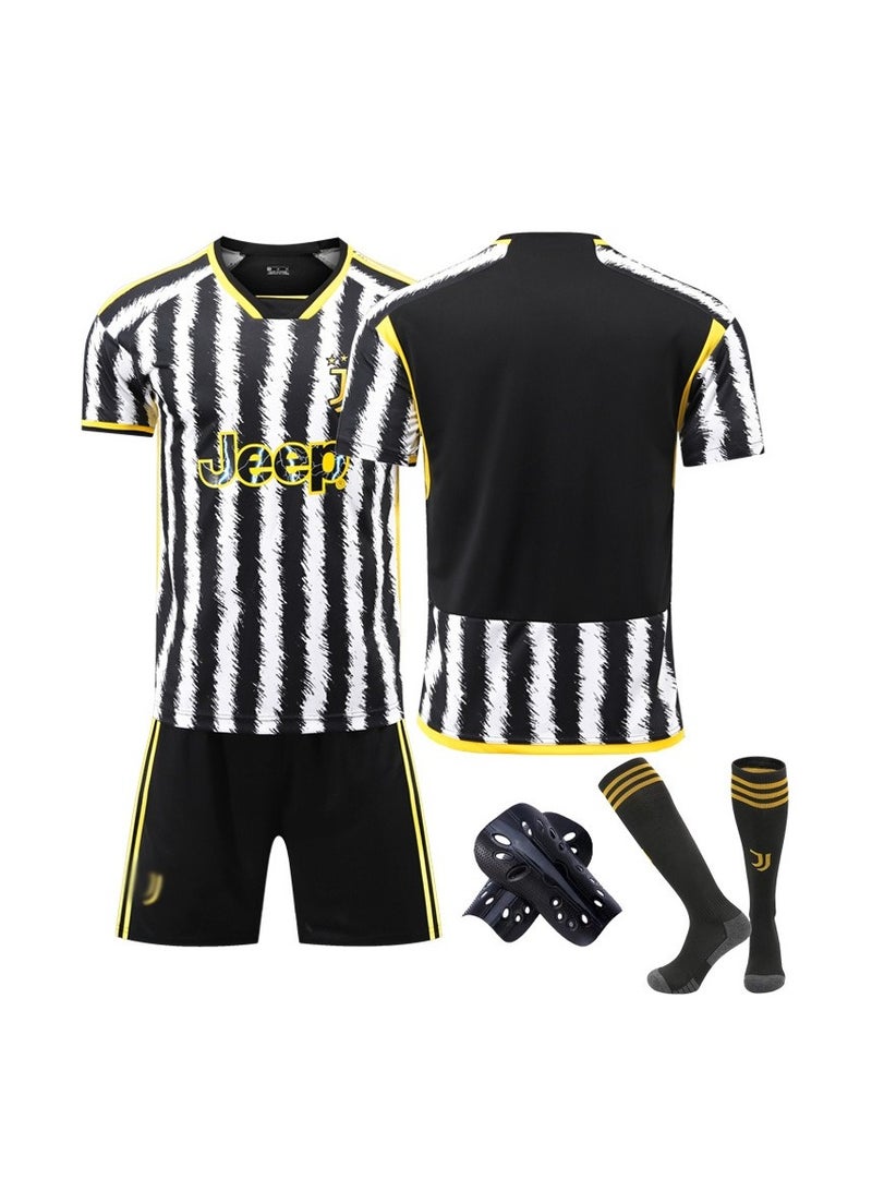 WHITE GAINS A breathable, quick-drying and wear-resistant 4-piece football jersey specially designed for football enthusiasts and sports people, including a top, shorts, socks and knee pads - Image 1