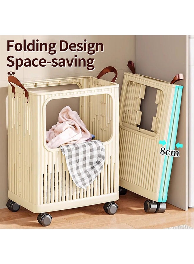 Laundry Basket,  Large Capacity Dirty Laundry Basket , Foldable Portable Closet Storage Organizer, Lightweight Foldable Laundry Bin，Collapsible Clothes Washing Laundry Basket with Carry Handle，Freestanding Laundry Hamper for Clothes, Blankets, Cushions,Space-Saving Laundry Hamper for Home, Laundry, Travel - Image 3