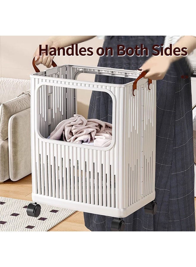 Laundry Basket,  Large Capacity Dirty Laundry Basket , Foldable Portable Closet Storage Organizer, Lightweight Foldable Laundry Bin，Collapsible Clothes Washing Laundry Basket with Carry Handle，Freestanding Laundry Hamper for Clothes, Blankets, Cushions,Space-Saving Laundry Hamper for Home, Laundry, Travel - Image 5