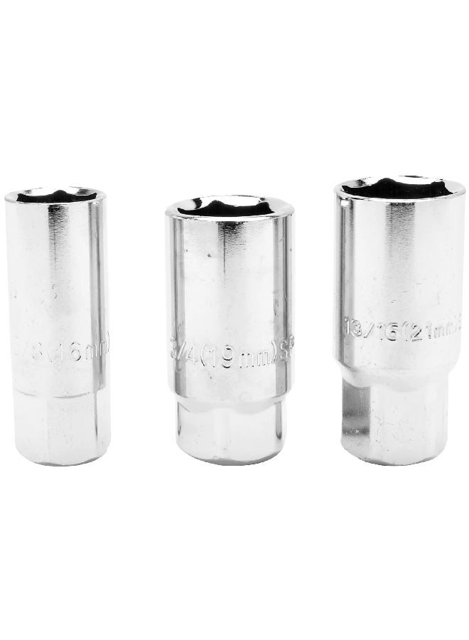 ACE 3-Piece High-Quality Spark Plug Socket Set Silver 3/8 Inch 1410 - Image 1