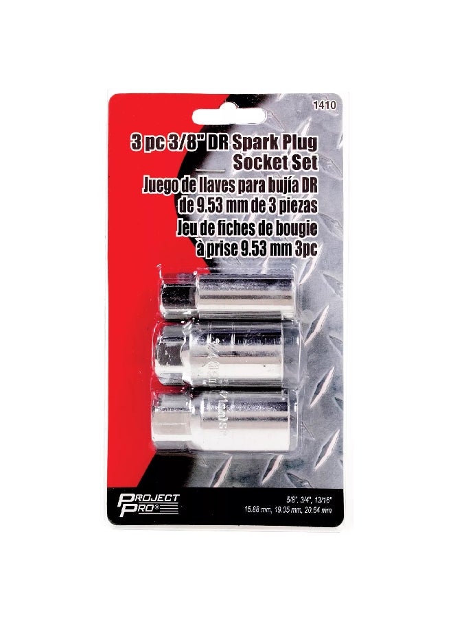 ACE 3-Piece High-Quality Spark Plug Socket Set Silver 3/8 Inch 1410 - Image 2