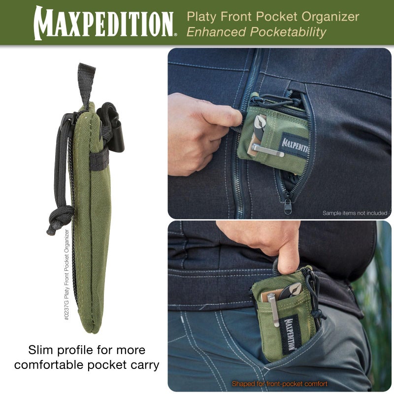 MAXPEDITION Platy Front Pocket Organizer, Durable EDC Tool Pouch for Men, Neck Wallet with Paracord Lanyard, Holds Flashlight, Multitool, Pen, Notebook (OD Green, 3.5" x 5") - Image 5