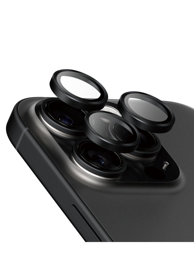 PanzerGlass حامي عدسة الكاميرا PanzerGlass® Hoops لجهاز Apple iPhone 16 Pro | 16 Pro Max زجاج سيراميك - حماية بأناقة، مقاوم للخدوش، مقاوم للصدمات، إطار ألمنيوم أسود - مع مساعدة في التركيب لتسهيل التثبيت - Image 2