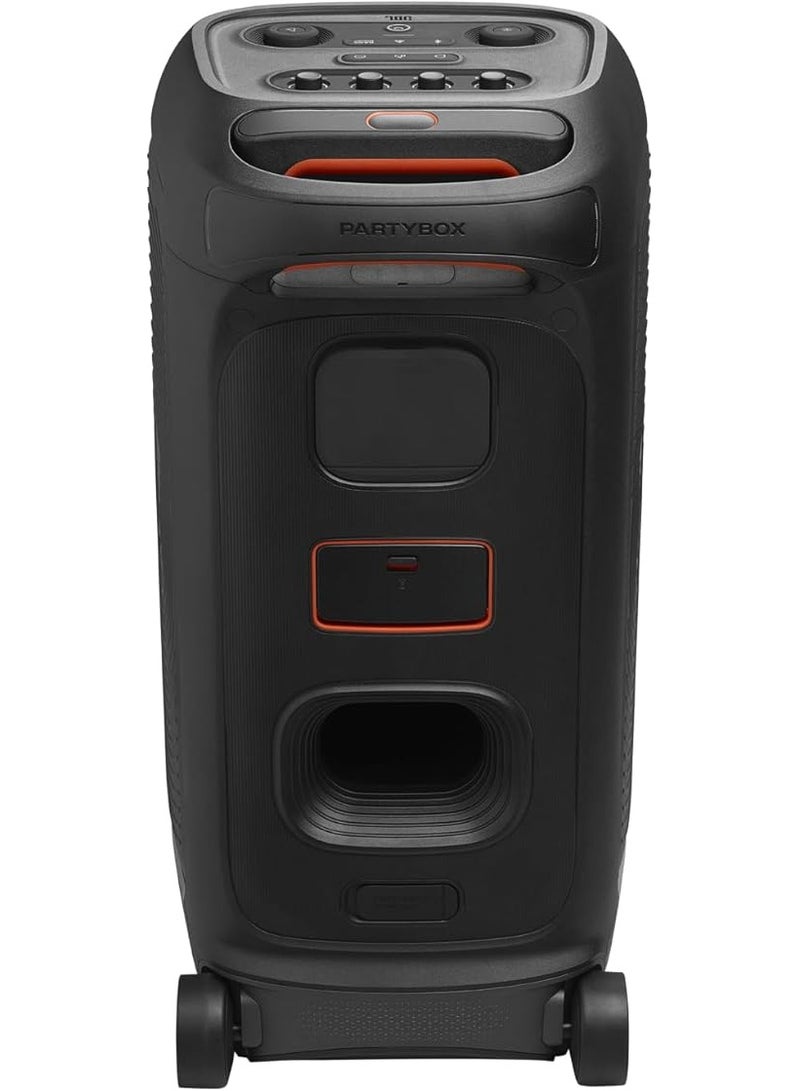 جي بي إل مكبر صوت بلوتوث محمول JBL PartyBox Stage 320، 240 واط، بلوتوث 5.4، 18 ساعة كحد أقصى لوقت التشغيل، مقاوم للرذاذ، مدخلين ميكروفون وجيتار، اتصال متعدد مكبرات الصوت، مع عجلات، أسود - Image 3