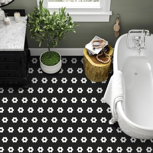 MORCART 20 Pack Peel and Stick 8" x 8" Vinyl Flooring Waterproof DIY Flooring for Bathroom, Kitchen, Fireplace, Pet House, Stairs, Bedrooms, Wall Black - Image 4