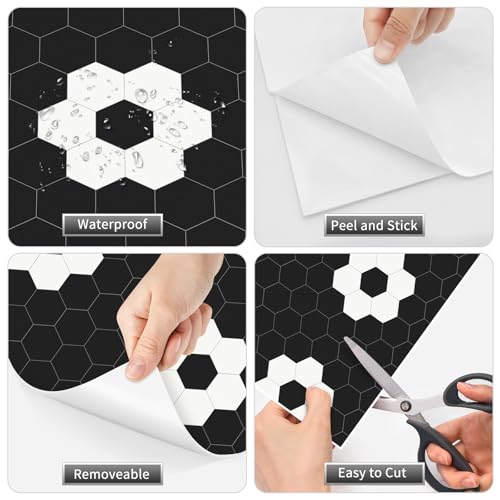 MORCART 20 Pack Peel and Stick 8" x 8" Vinyl Flooring Waterproof DIY Flooring for Bathroom, Kitchen, Fireplace, Pet House, Stairs, Bedrooms, Wall Black - Image 3