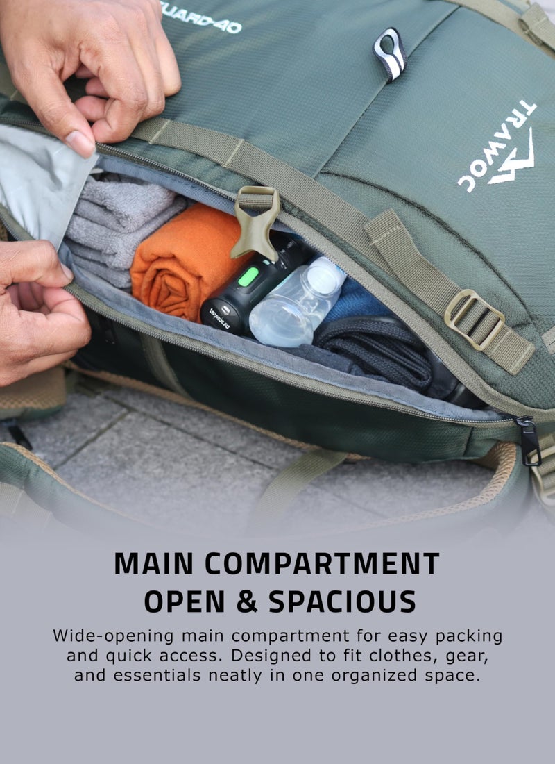 TRAWOC VANGUARD 40 Litre Travel Backpack Laptop Bag with Rain Cover & Shoe Compartment Versatile Casual Bag Ideal Backpack for Men and Women, LHK004 Grey - Image 3