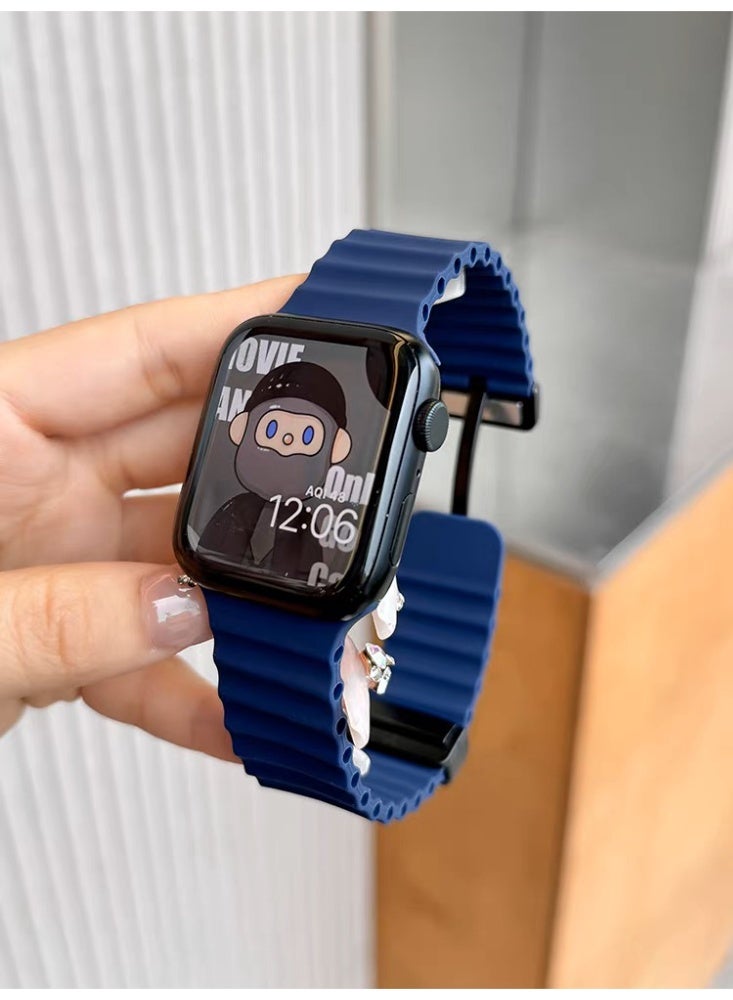 Watch Band Compatible for Apple Watch Series Band 42mm 44mm 45mm 46mm 49mm women, Genuine Leather Double Tour Designed Slim Replacement Strap for iWatch Series10 9 8 7 6 SE - Image 1