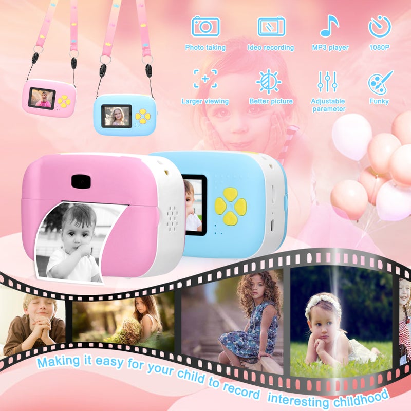 1080P Portable Paper Film Zero Ink Instant Printing Selfie Thermal Camera Children Cameras Girls Boys Toys Photo Video Recording MP3 Player Multifunction Camera - Image 5