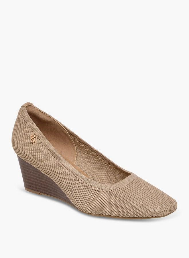 Celeste Women's Textured Slip-On Wedge Heel Shoes - Image 1