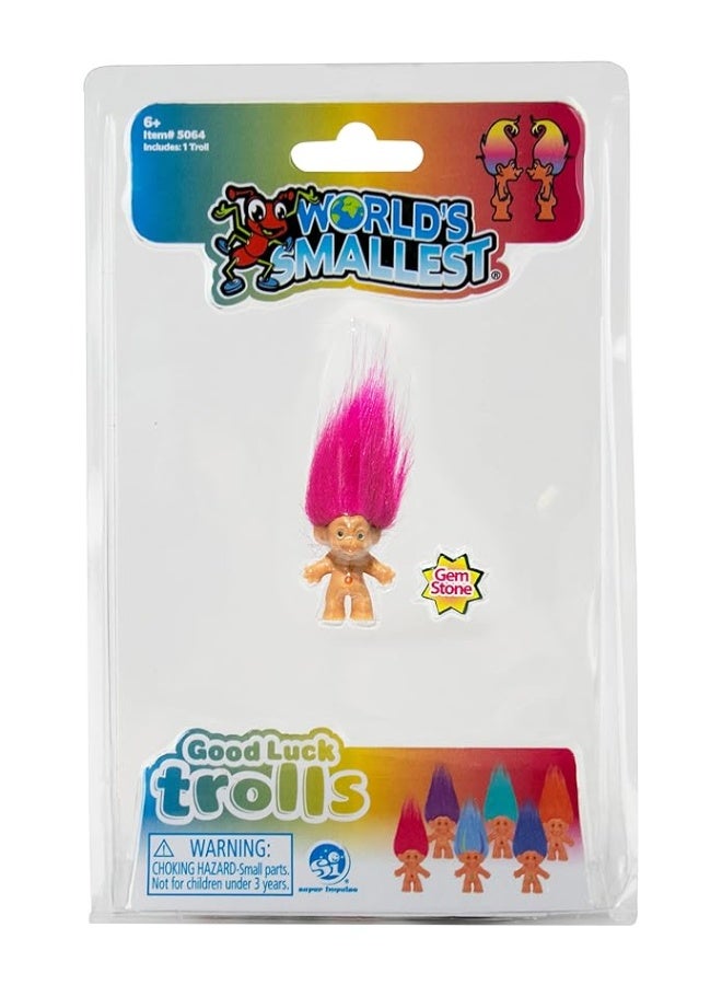 Worlds Smallest World's Smallest Good Luck Trolls. Mini 1 inch Tall Toy Action Figure with an Extra 1.5 inches of Hair! Six Adorable Good Luck Trolls to Collect! Each Sold Seperately, Style Selected at Random - Image 3
