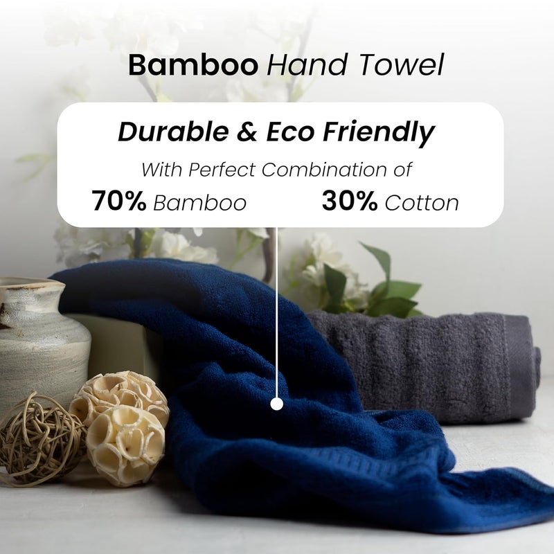 Mush مجموعة مناشف يد من موش من 2 | منشفة رياضية 100% من الخيزران للرجال/النساء | منشفة فائقة النعومة، ماصة وسريعة الجفاف للجيم، السفر، الرياضة واليوغا | 40 × 60 سم | 600 جرام لكل متر مربع (أزرق داكن ورمادي) - Image 5