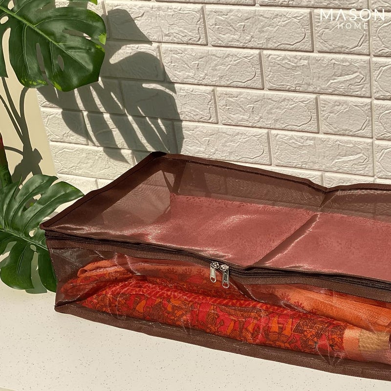 Mason Home NetMesh Lehenga Storage Bag Big 1pc L x B x H 26 x 14 x 75 Clothes Storage Bag Wardrobe Organizer with Transparent Window And Zip Lehengas Sarees Delicate Garments - Image 3