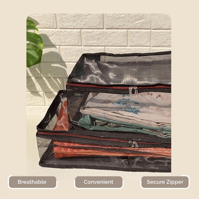 Mason Home NetMesh Lehenga Storage Bag Big 1pc L x B x H 26 x 14 x 75 Clothes Storage Bag Wardrobe Organizer with Transparent Window And Zip Lehengas Sarees Delicate Garments - Image 5