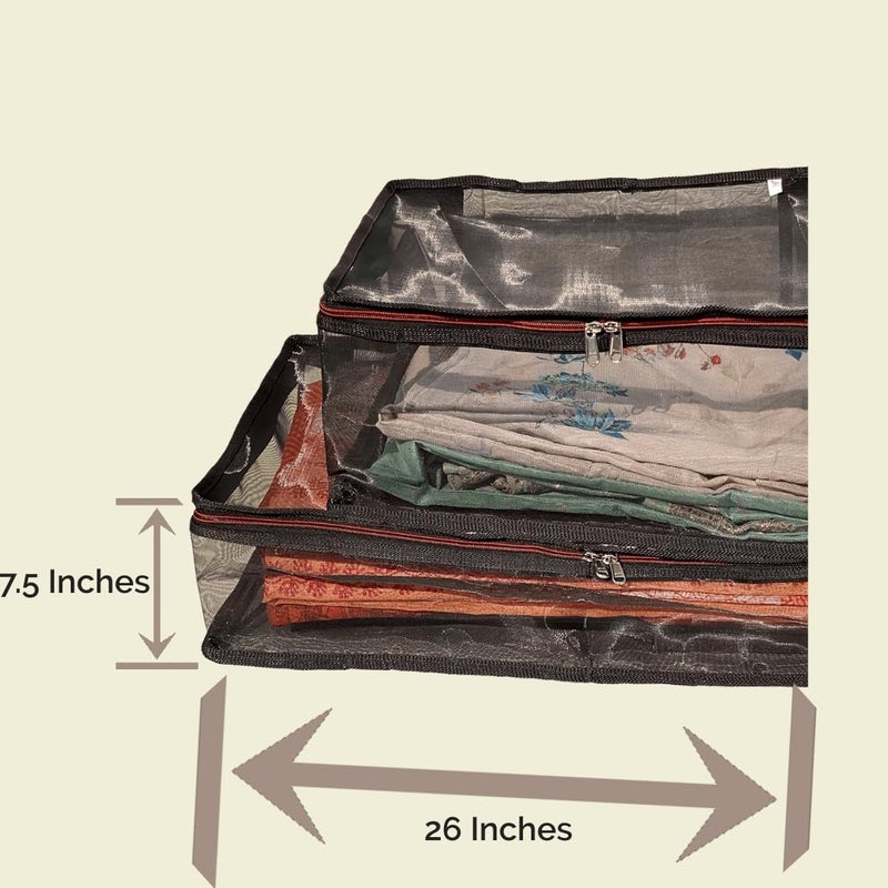 Mason Home NetMesh Lehenga Storage Bag Big 1pc L x B x H 26 x 14 x 75 Clothes Storage Bag Wardrobe Organizer with Transparent Window And Zip Lehengas Sarees Delicate Garments - Image 2