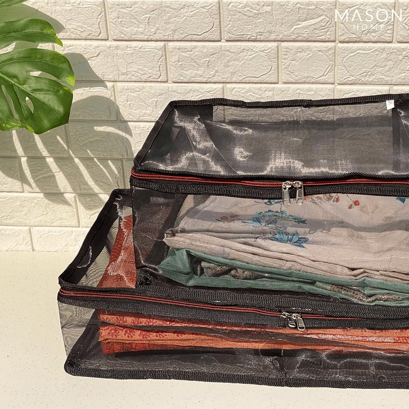 Mason Home NetMesh Lehenga Storage Bag Big 1pc L x B x H 26 x 14 x 75 Clothes Storage Bag Wardrobe Organizer with Transparent Window And Zip Lehengas Sarees Delicate Garments - Image 1