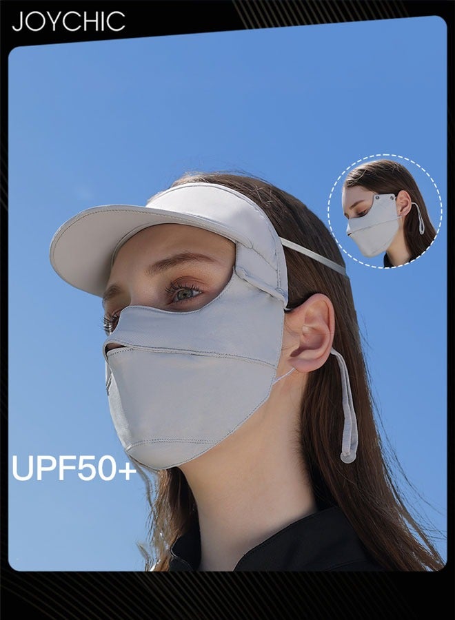 Joychic Summer Sun Protection Mask Ladies Detachable Brim Ice Silk Breathable Facemask for Women Driving and Cycling - Image 3