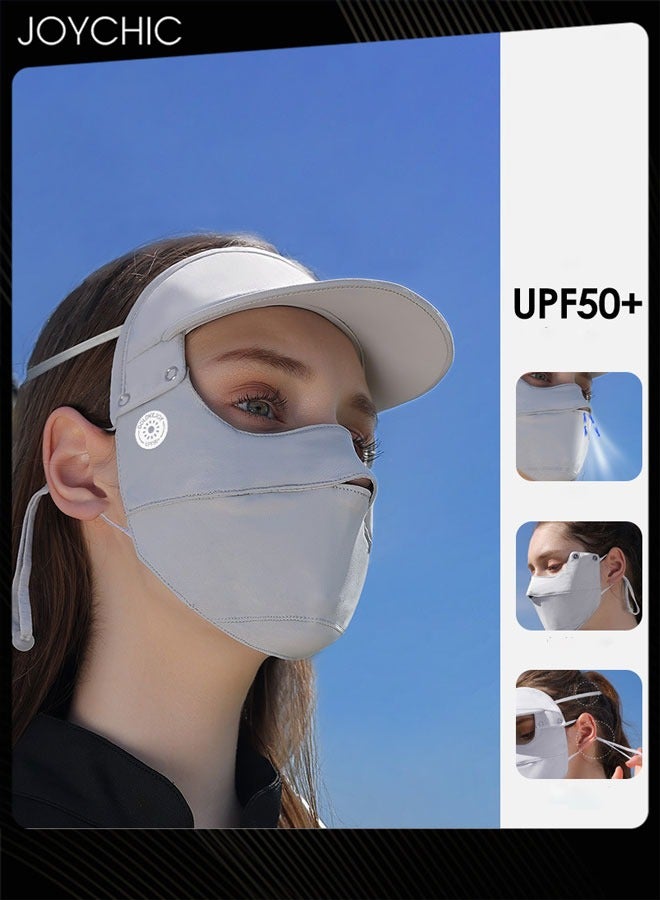 Joychic Summer Sun Protection Mask Ladies Detachable Brim Ice Silk Breathable Facemask for Women Driving and Cycling - Image 1