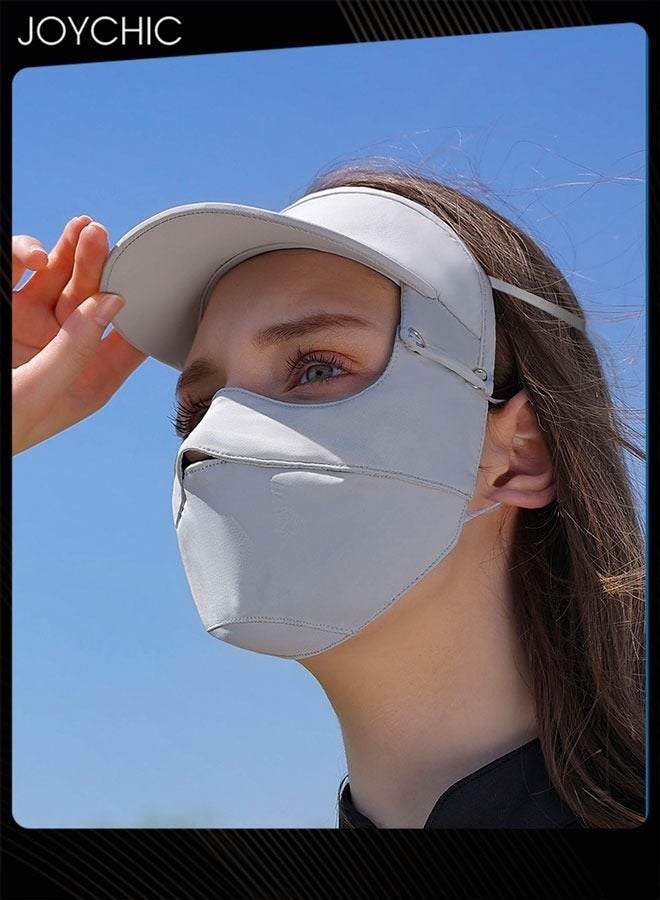 Joychic Summer Sun Protection Mask Ladies Detachable Brim Ice Silk Breathable Facemask for Women Driving and Cycling - Image 2