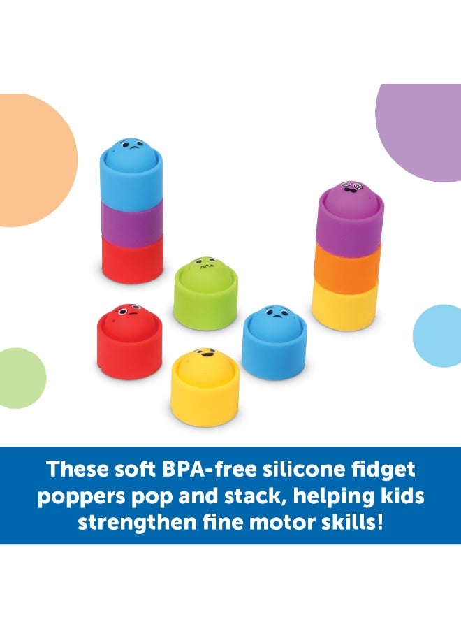 ليرننج ريسورسز مجموعة أدوات فيدجيت بوبرز من مجموعة Rainbow Emotions من Learning Resources، مكونة من 24 أداة حسية قابلة للتكديس مع وجوه تعبيرية، تتضمن وعاء تخزين، مناسبة للأعمار من 3 سنوات فما فوق - Image 2