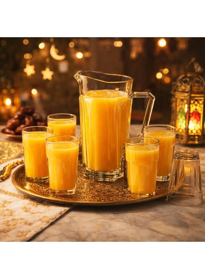 ديليسوجا طقم زجاجي متكامل مكون من 1 جك و6 كاسات بلمسة رمضانية أنيقة ✨ - Image 1