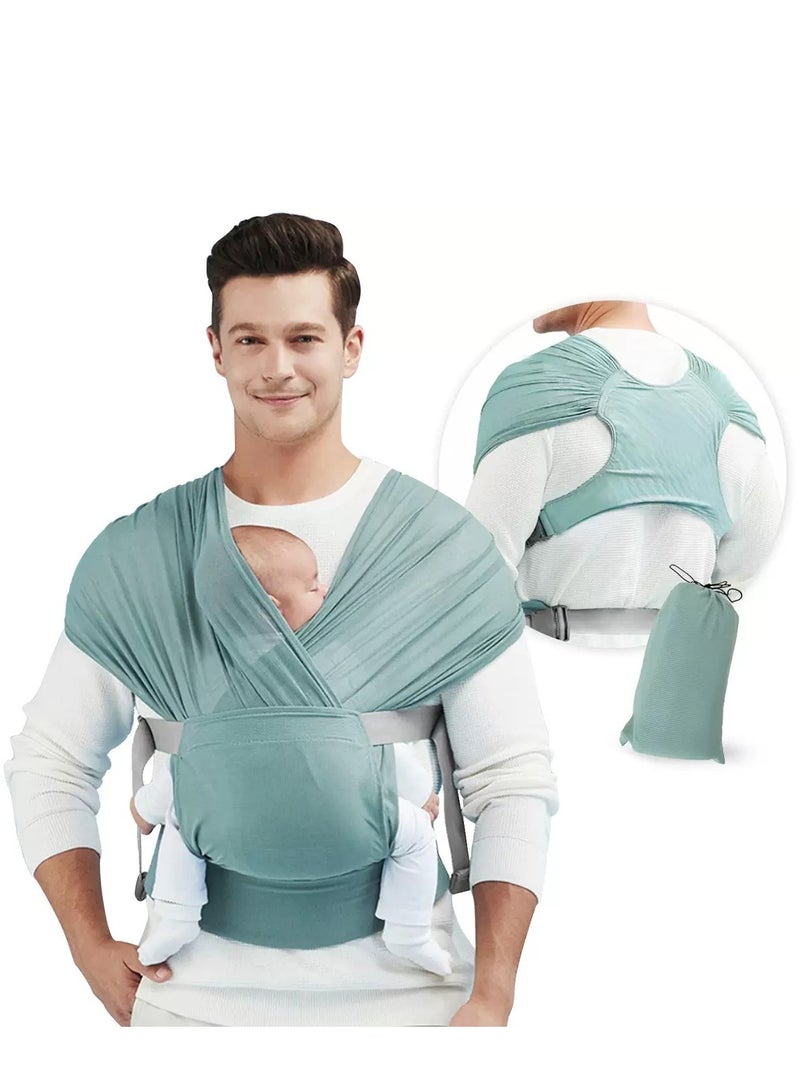 Baby Wrap Carrier - Lightweight & Breathable Hands-Free Infant Sling for Newborn to Toddler (8-33 lbs), Adjustable for All Body Types, Ergonomic Support, Baby Shower & Registry Gift （Soft Pea Green）  - Image 1