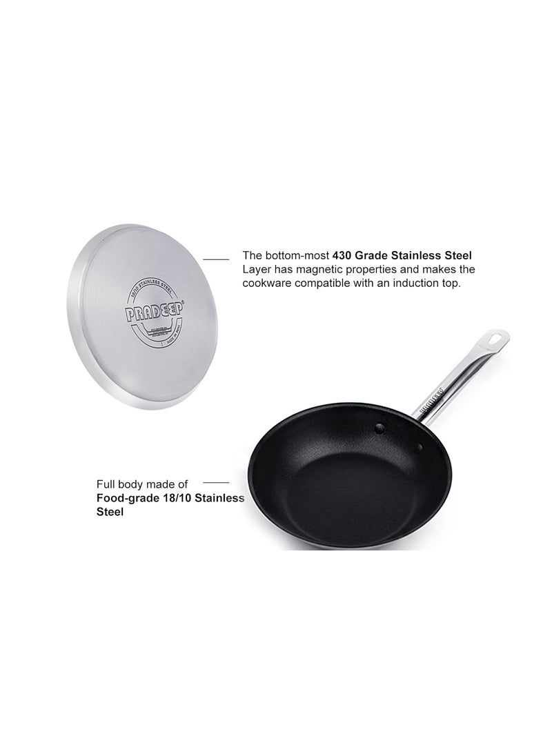 Pradeep - PRADEEP Champion Amico Stainless Steel Non-Stick Fry Pan with Sandwich Bottom, 32 cm, 3.1 LTR - Image 1