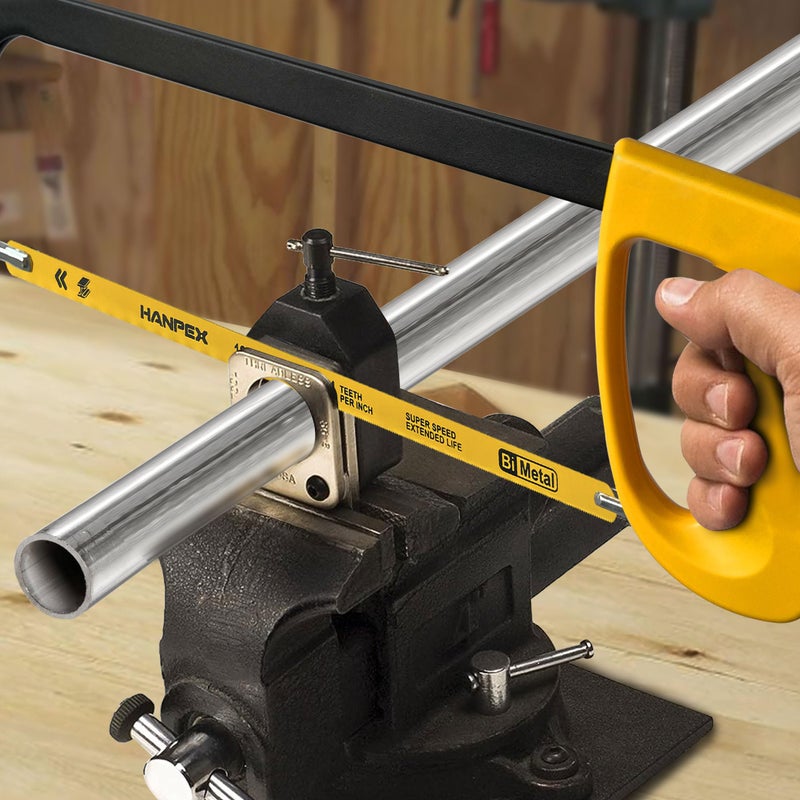 Hanpex 12in. High-Tension Hacksaw Frame with 24 TPI Bi-metal Blade, Hand Saw Suitable for Metal, wood, PVC, Carpentry - Image 4