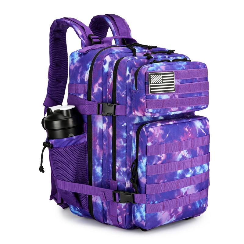 Lovelinks21 45L Tactical Assault Backpack 3 day assault pack with Molle Waterproof backpack Rucksack for Tactical Backpacks Purple Camo